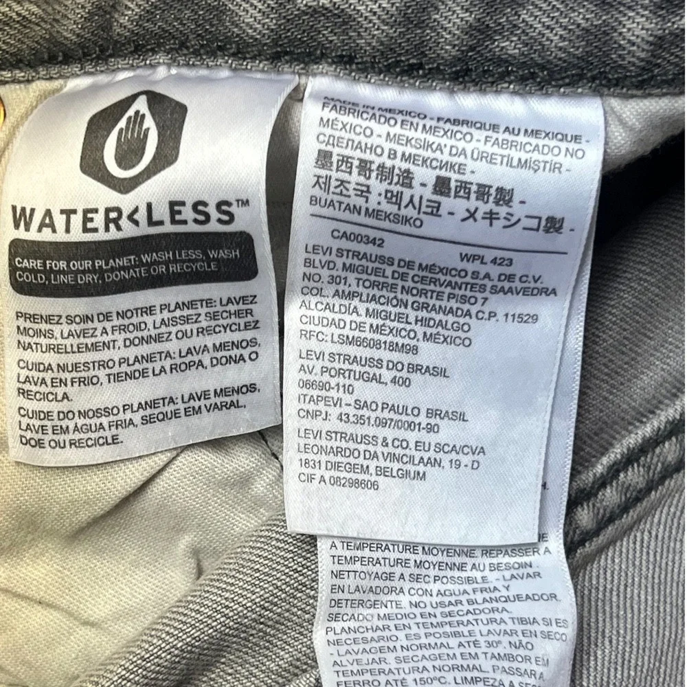 Levi's 501 Original Jeans 44x30 Gray Straight Leg Button Fly Stretch Denim New